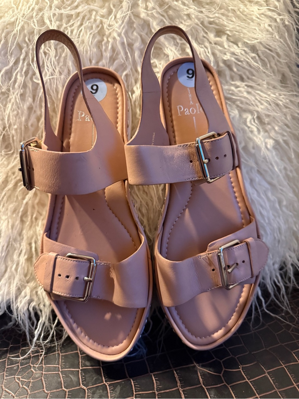 Paolo Blush Buckle Slingback Sandals